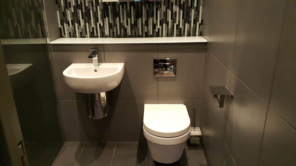 Washbasin and wall mounted water closet fitted in a bathroom - Bathroom fitters Bromley by Jikka